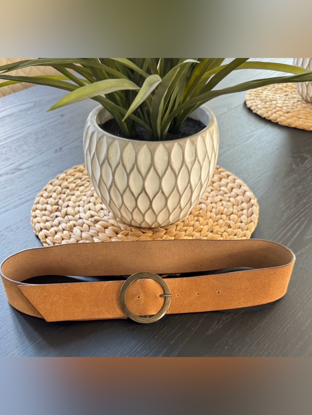 Lovers + Friends - Tan / Brown Belt with Round Buckle 100% leather